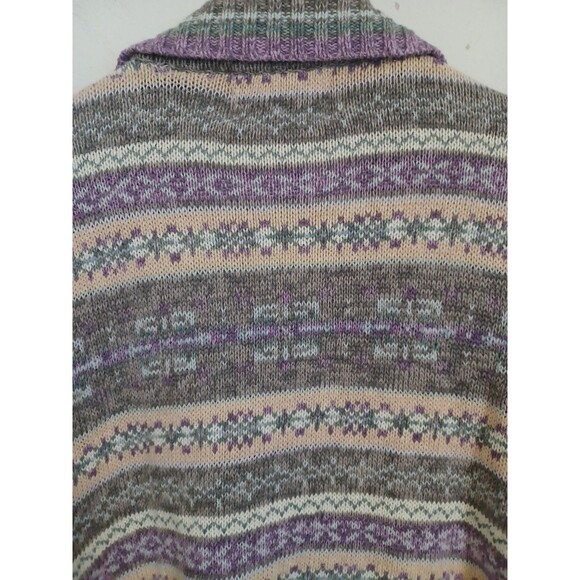 Tiara International Striped Nordic Fair Isle Full Zip Cardigan M Purple Gray Y2K - Picture 9 of 9